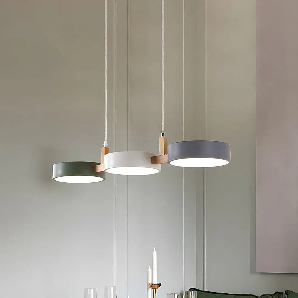 Three-Light Hanging Fixture Metal & Wood 30 in Wide for Kitchen Island Dining Table Adjustable Cord Modern Industrial Overhead Illumination | Thomler