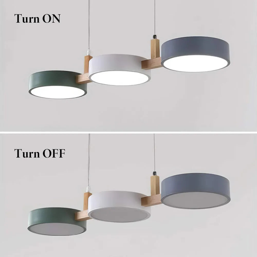 Three-Light Hanging Fixture Metal & Wood 30 in Wide for Kitchen Island Dining Table Adjustable Cord Modern Industrial Overhead Illumination | Thomler