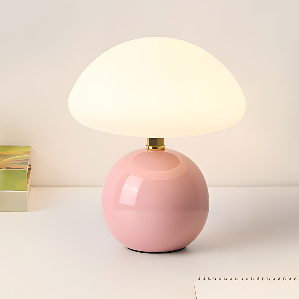 Ceramic Accent Lamp 9 in LED Mushroom Style 24W for Nightstand Office Living Space Soft Illumination | Thomler