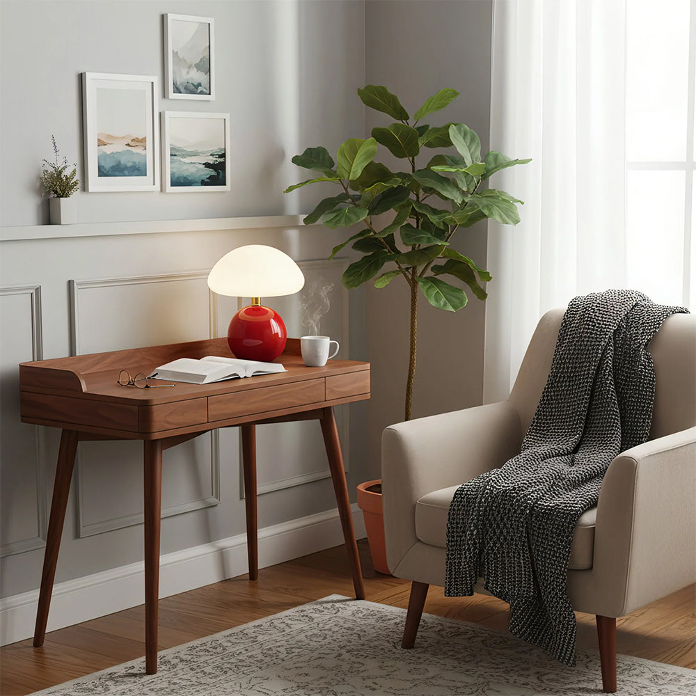 Ceramic Accent Lamp 9 in LED Mushroom Style 24W for Nightstand Office Living Space Soft Illumination | Thomler