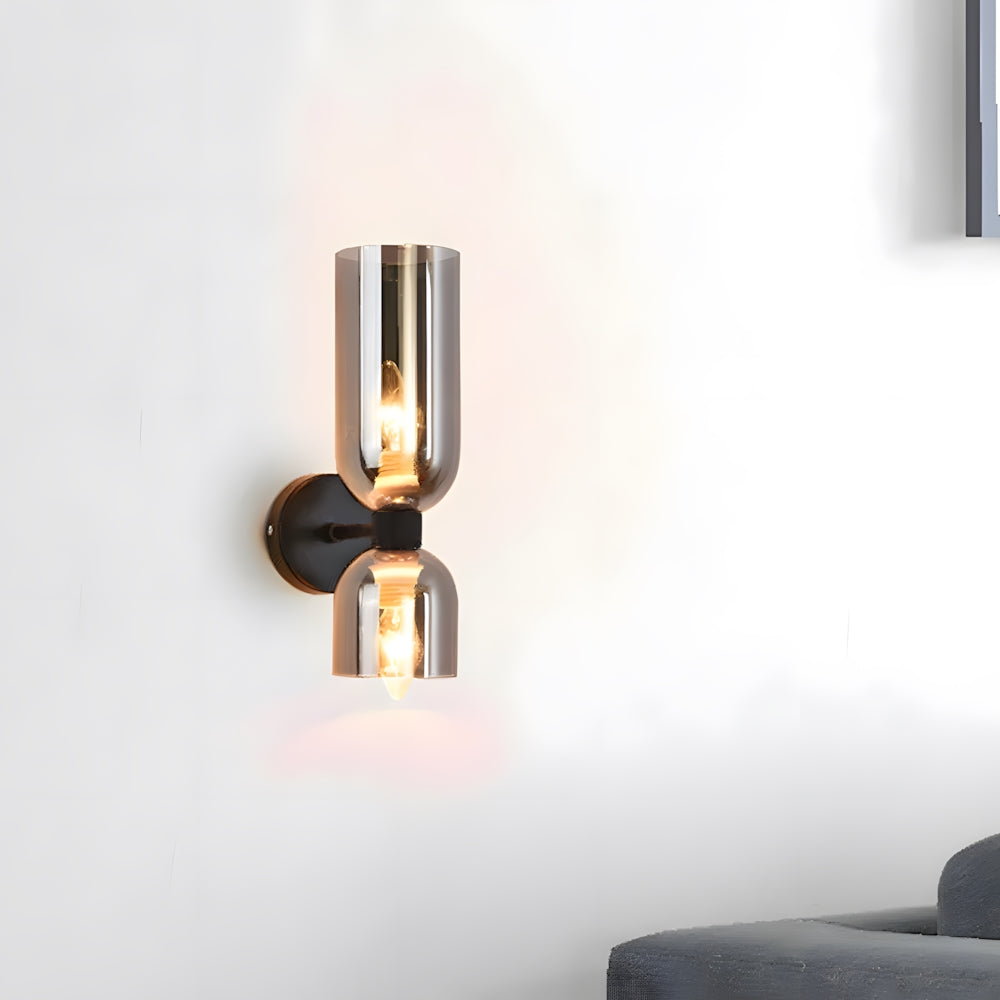 Dual-Arm Sconce with Clear Glass Shades 14 Inch Height Swivel Heads for Bedside Task Reading Hallway Entry Hardwired 110V E12 Socket Up to 4 | Thomler