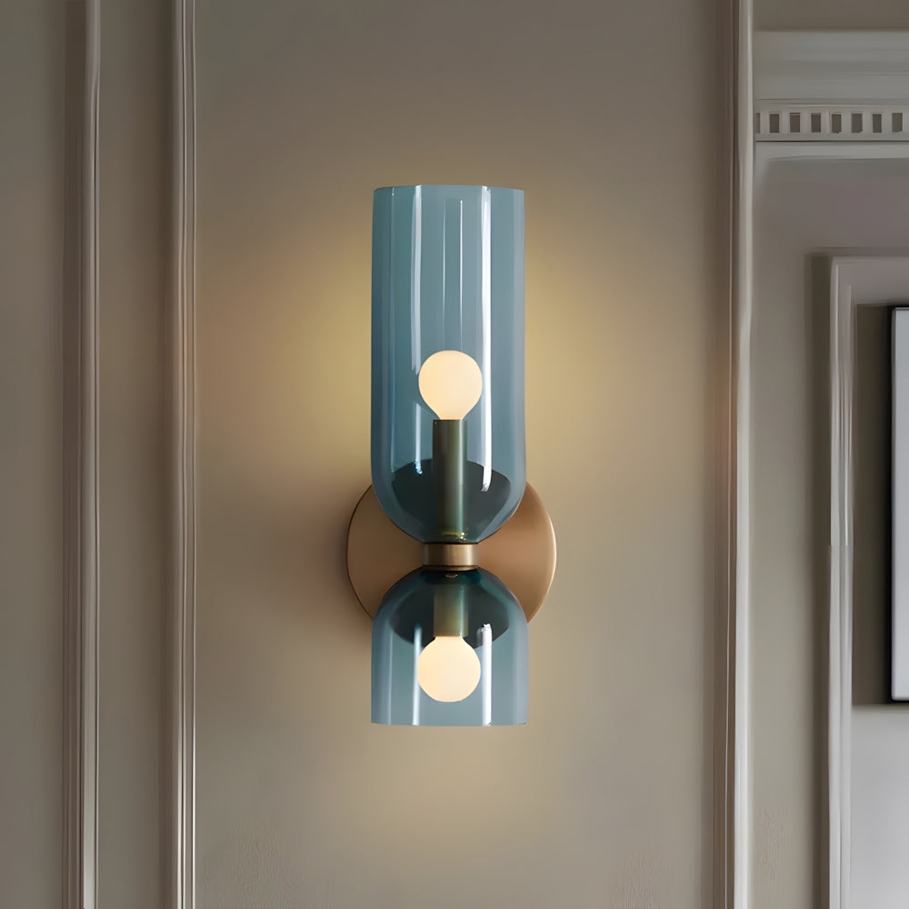 Dual-Arm Sconce with Clear Glass Shades 14 Inch Height Swivel Heads for Bedside Task Reading Hallway Entry Hardwired 110V E12 Socket Up to 4 | Thomler