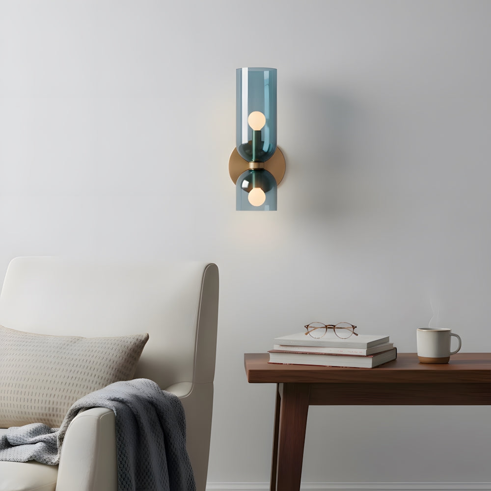 Dual-Arm Sconce with Clear Glass Shades 14 Inch Height Swivel Heads for Bedside Task Reading Hallway Entry Hardwired 110V E12 Socket Up to 4 | Thomler