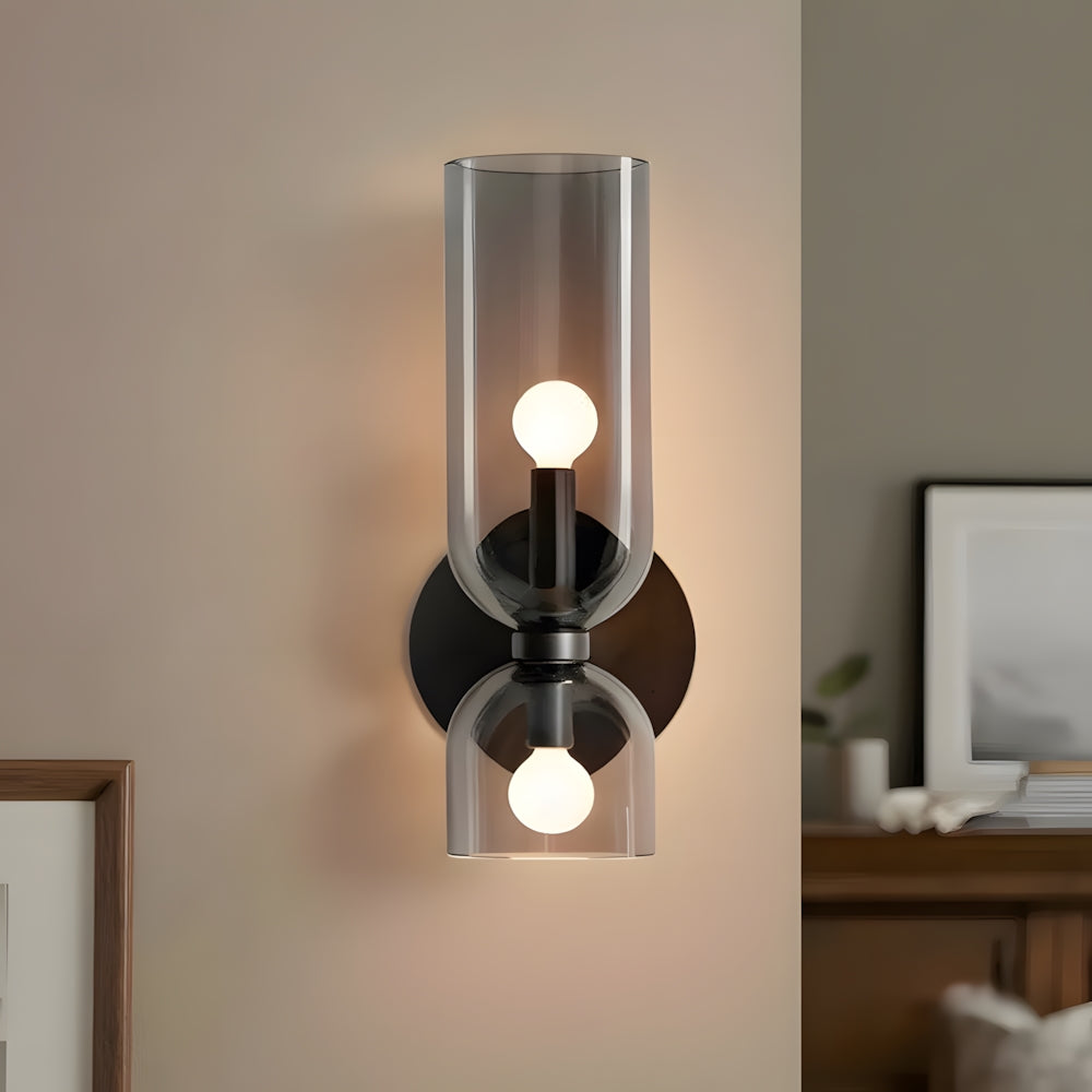 Dual-Arm Sconce with Clear Glass Shades 14 Inch Height Swivel Heads for Bedside Task Reading Hallway Entry Hardwired 110V E12 Socket Up to 4 | Thomler