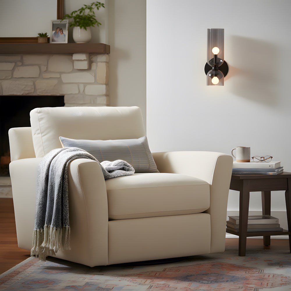 Dual-Arm Sconce with Clear Glass Shades 14 Inch Height Swivel Heads for Bedside Task Reading Hallway Entry Hardwired 110V E12 Socket Up to 4 | Thomler