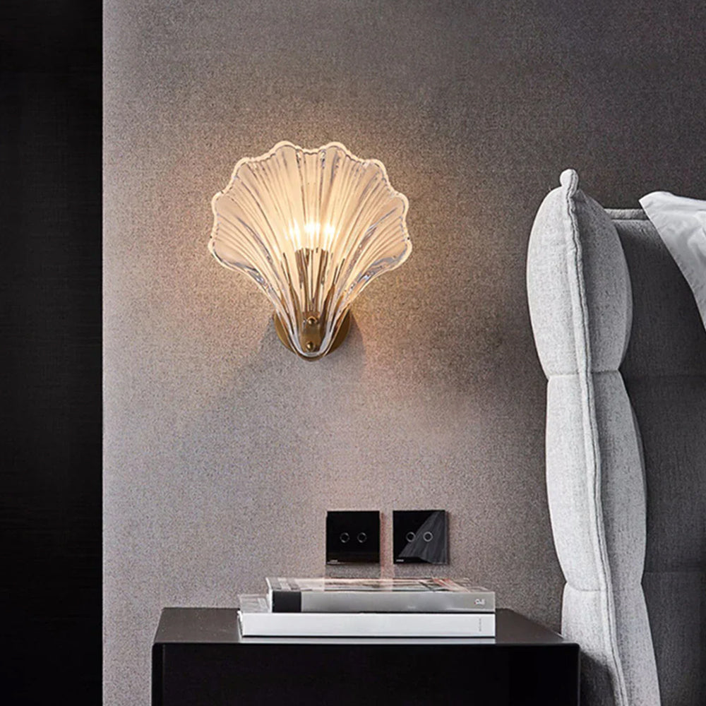Muschel-Wandleuchte Gold 20 cm Schlafzimmer Flur Badezimmer LED-Wandlampe Küstendekor Ambientebeleuchtung Moderner Luxus Metallhalterung E14 | Thomler