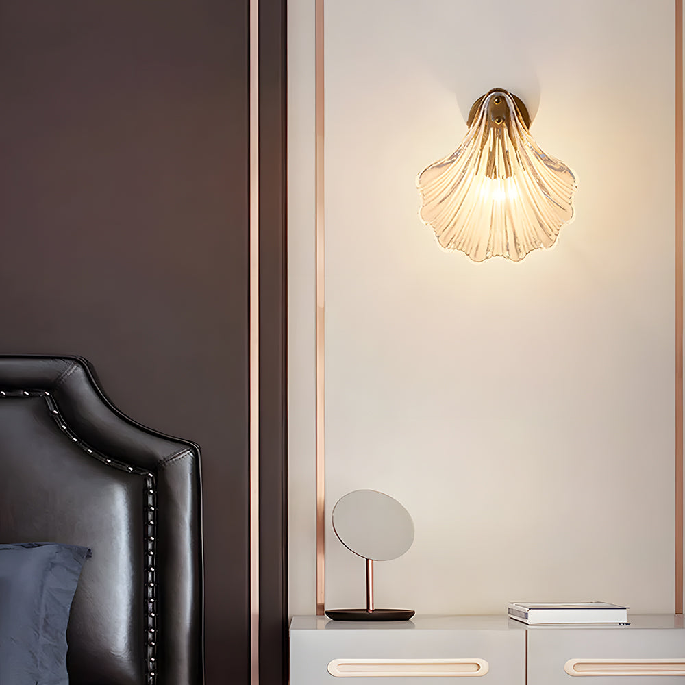 Muschel-Wandleuchte Gold 20 cm Schlafzimmer Flur Badezimmer LED-Wandlampe Küstendekor Ambientebeleuchtung Moderner Luxus Metallhalterung E14 | Thomler
