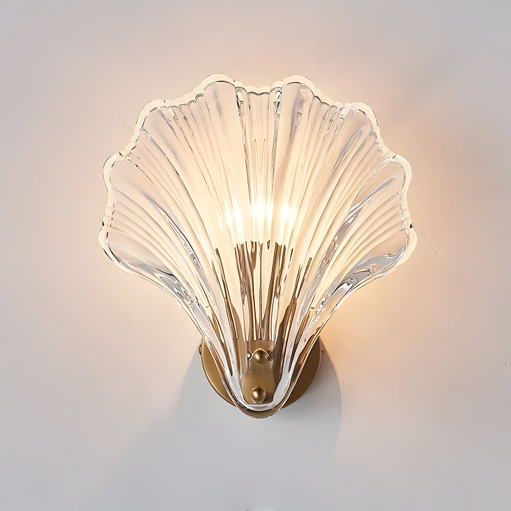 Muschel-Wandleuchte Gold 20 cm Schlafzimmer Flur Badezimmer LED-Wandlampe Küstendekor Ambientebeleuchtung Moderner Luxus Metallhalterung E14 | Thomler