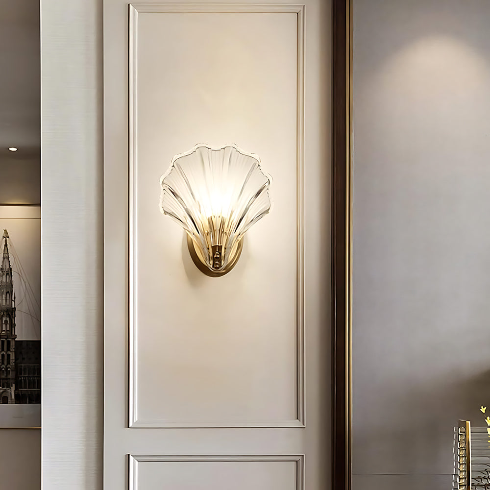 Muschel-Wandleuchte Gold 20 cm Schlafzimmer Flur Badezimmer LED-Wandlampe Küstendekor Ambientebeleuchtung Moderner Luxus Metallhalterung E14 | Thomler