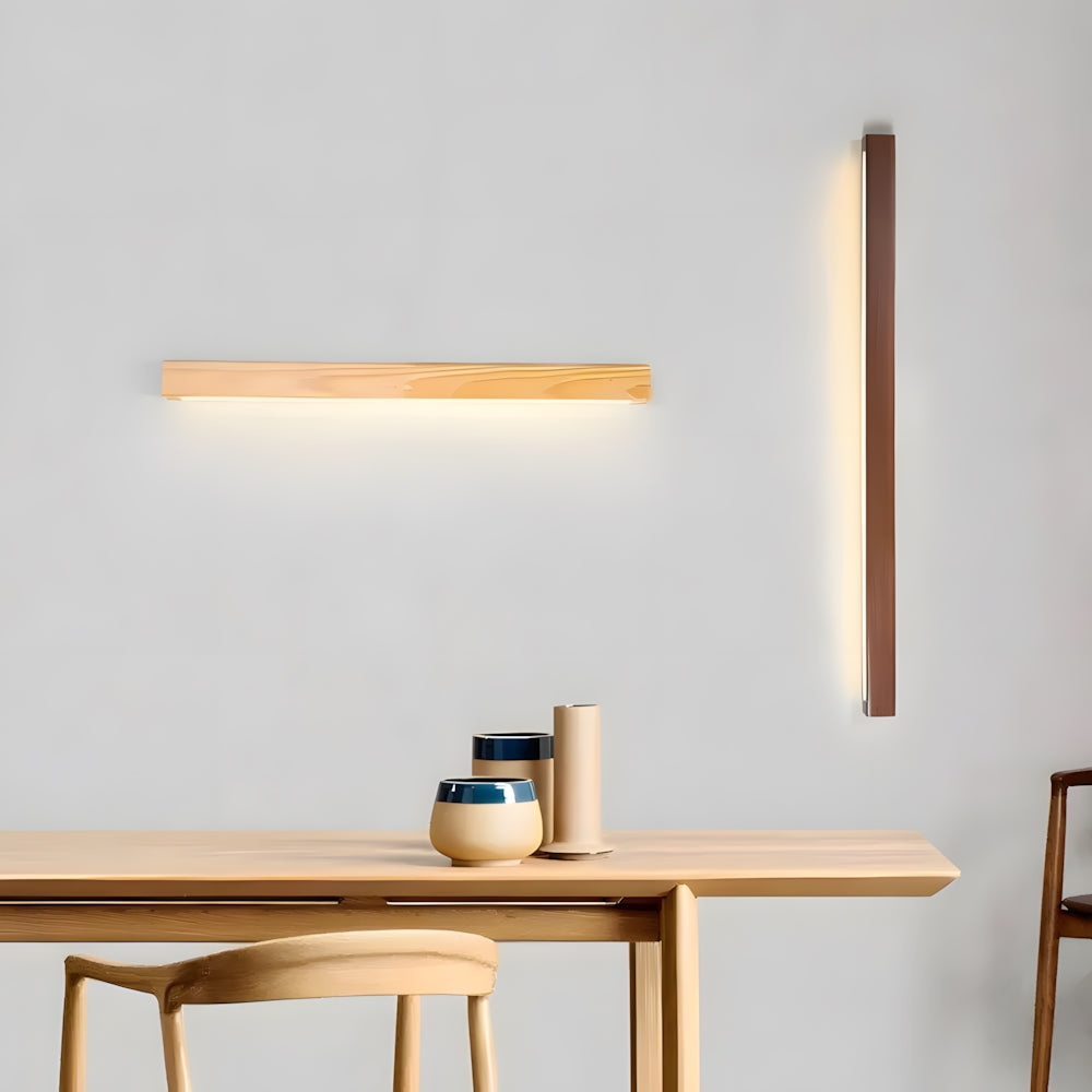 Houten LED-badkamerspiegelverlichting voor aan de muur, 24 inch, warm licht voor boven de wastafel, slaapkamerverlichting, slank design, spa-stijl, eigentijds | Thomler