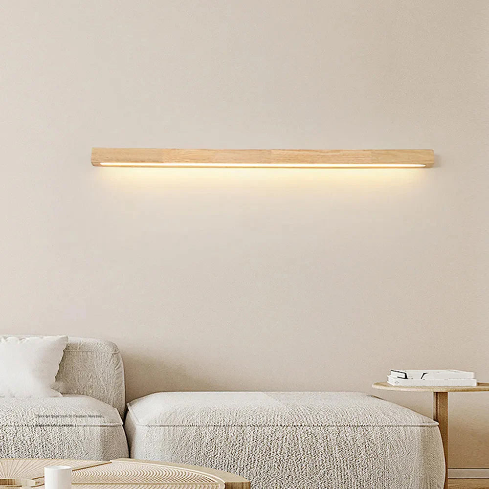 Houten LED-badkamerspiegelverlichting voor aan de muur, 24 inch, warm licht voor boven de wastafel, slaapkamerverlichting, slank design, spa-stijl, eigentijds | Thomler