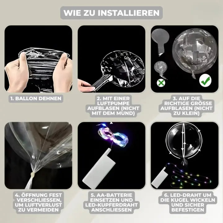 Luces LED para globos a pilas con cadena de brillo cálido para fiestas, bodas, decoraciones de interior y exterior, iluminación ambiental inalámbrica reutilizable | Thomler