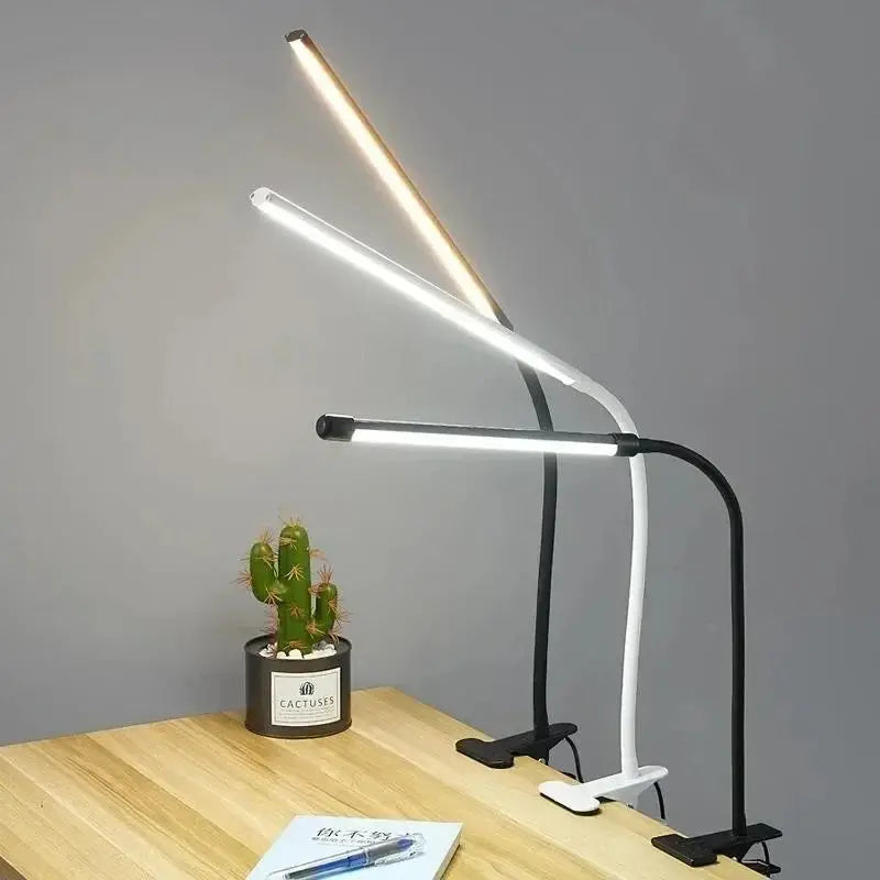 USB-Clip-on-Schreibtischlampe mit flexiblem Schwanenhals und Dimmer für Homeoffice, Lesen und Nachttisch | Thomler