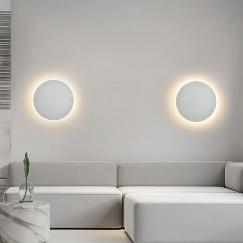 Round LED Sconce 10W Aluminum Fixture 12 Inch Warm White Light for Bedroom Hallway Living Room Modern Minimalist Touch Control or Standard S | Thomler