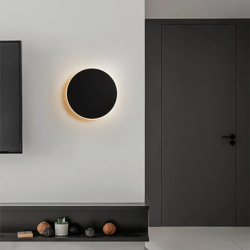 Round LED Sconce 10W Aluminum Fixture 12 Inch Warm White Light for Bedroom Hallway Living Room Modern Minimalist Touch Control or Standard S | Thomler