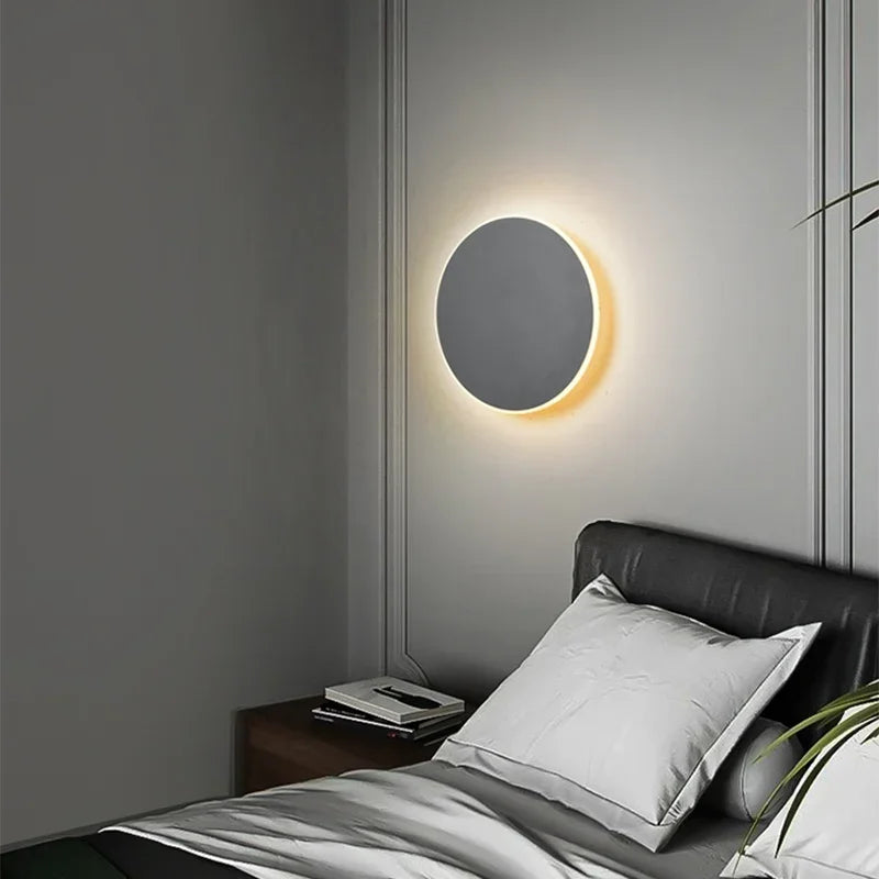 Round LED Sconce 10W Aluminum Fixture 12 Inch Warm White Light for Bedroom Hallway Living Room Modern Minimalist Touch Control or Standard S | Thomler
