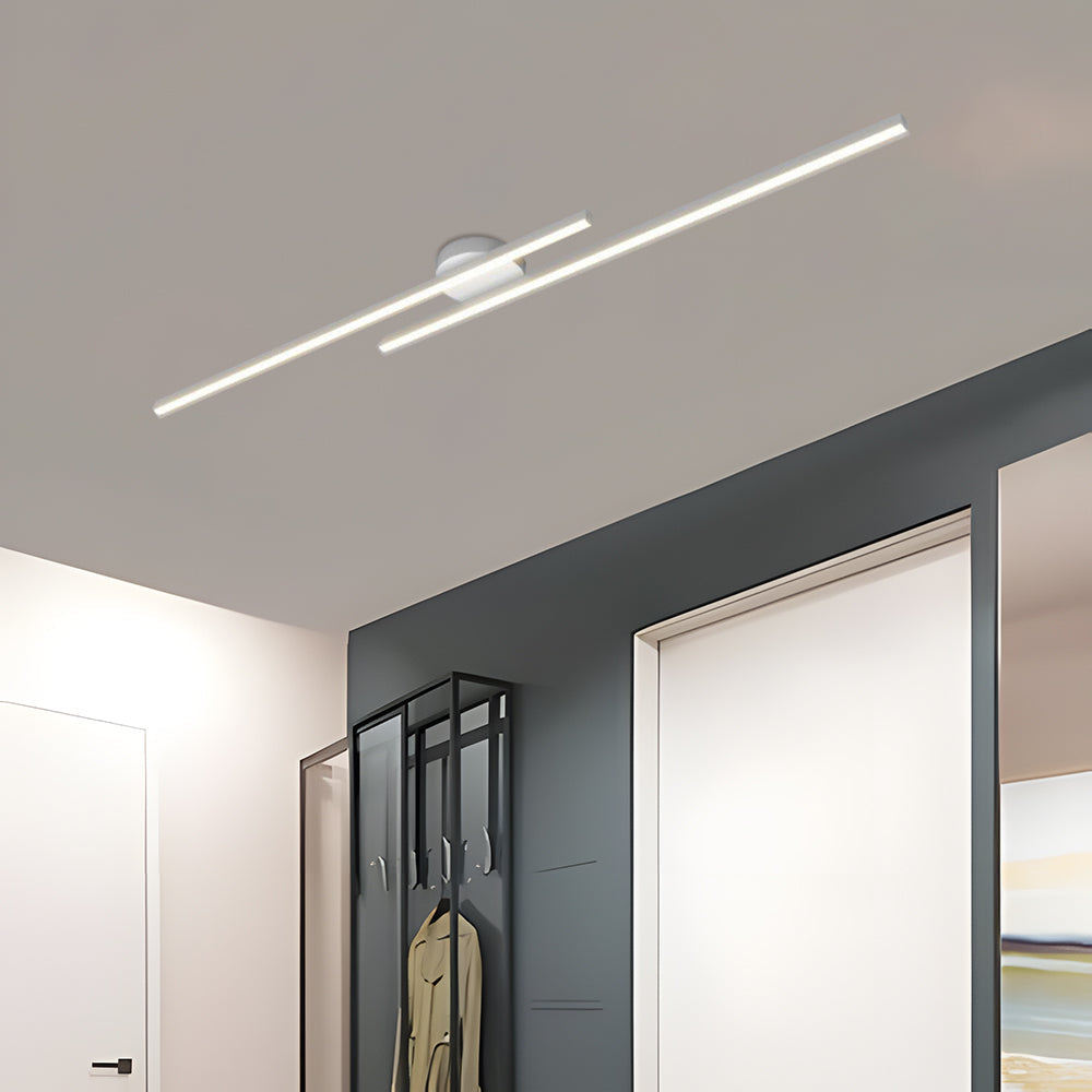 Flush Mount LED Overhead Light | Black Aluminum Linear Low-Profile Fixture for Bedrooms, Entryways & Compact Spaces | Modern Minimalist Desi | Thomler