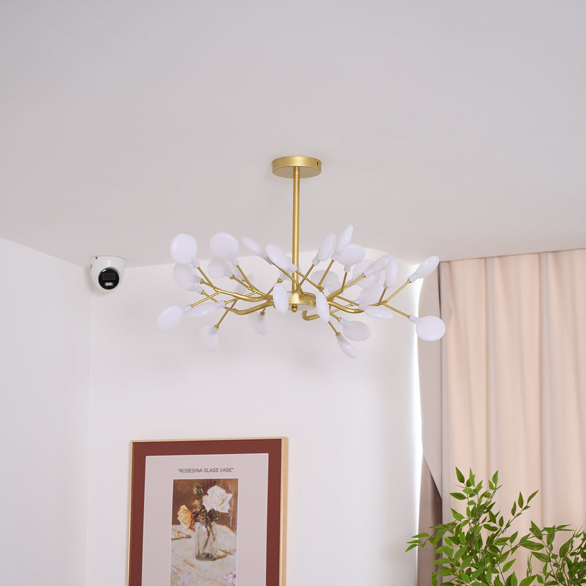 Lámpara de araña de ramas acrílicas con luces LED ajustables para comedor y entrada - de 30 a 63 ramas de luz - Regulable, acabado en metal dorado o negro