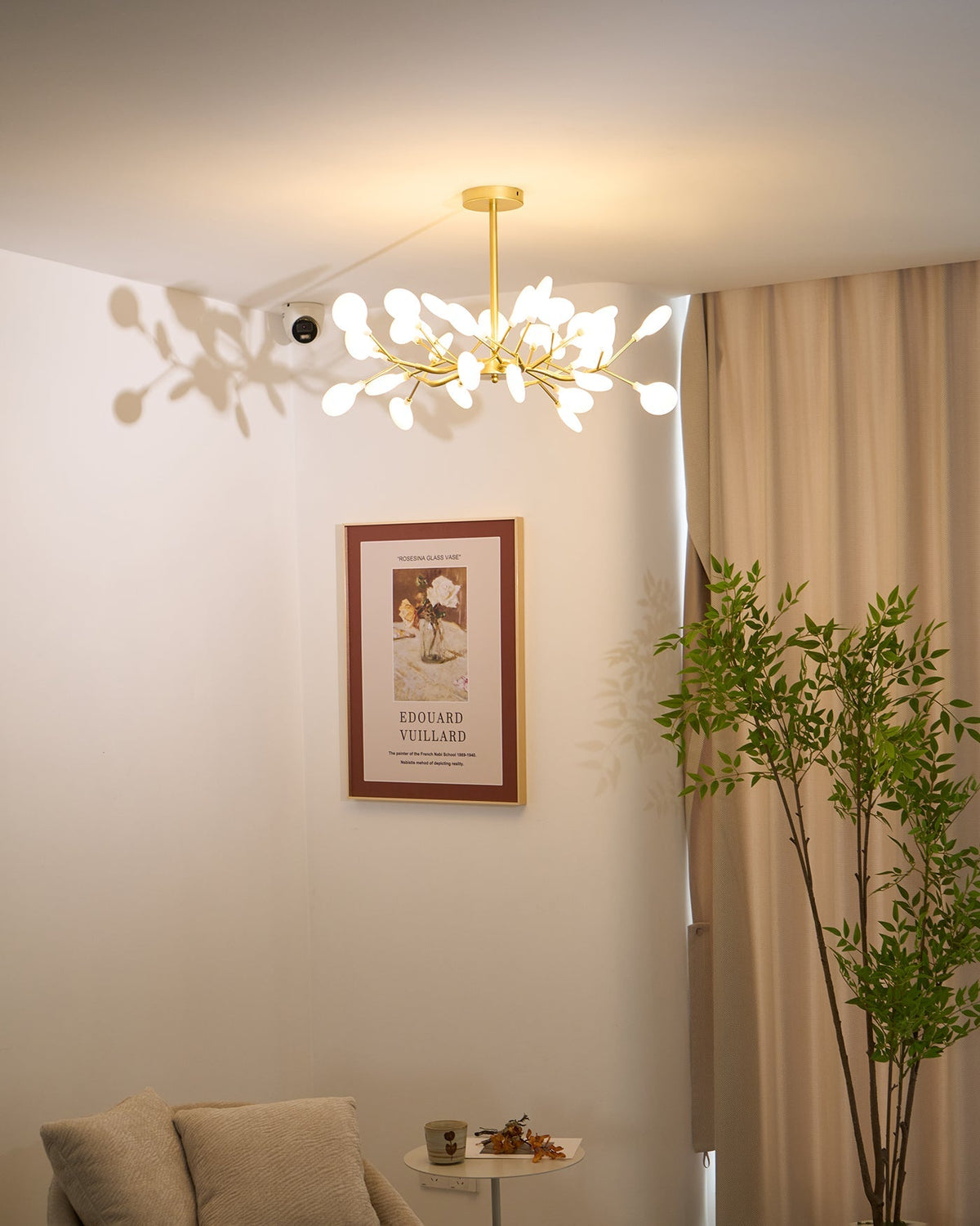 Lámpara de araña de ramas acrílicas con luces LED ajustables para comedor y entrada - de 30 a 63 ramas de luz - Regulable, acabado en metal dorado o negro