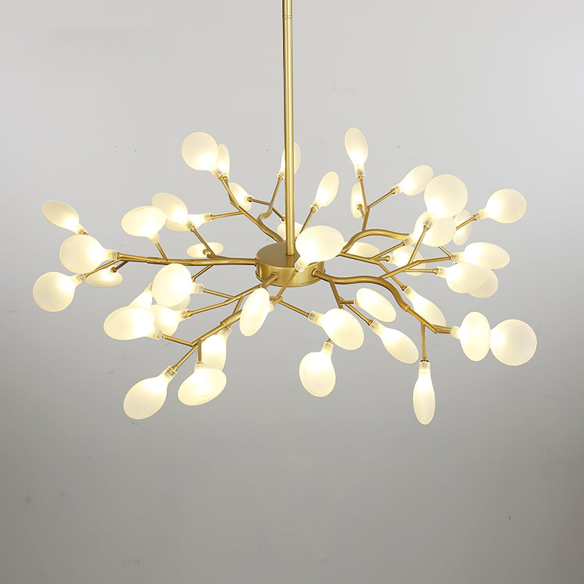 Lámpara de araña de ramas acrílicas con luces LED ajustables para comedor y entrada - de 30 a 63 ramas de luz - Regulable, acabado en metal dorado o negro