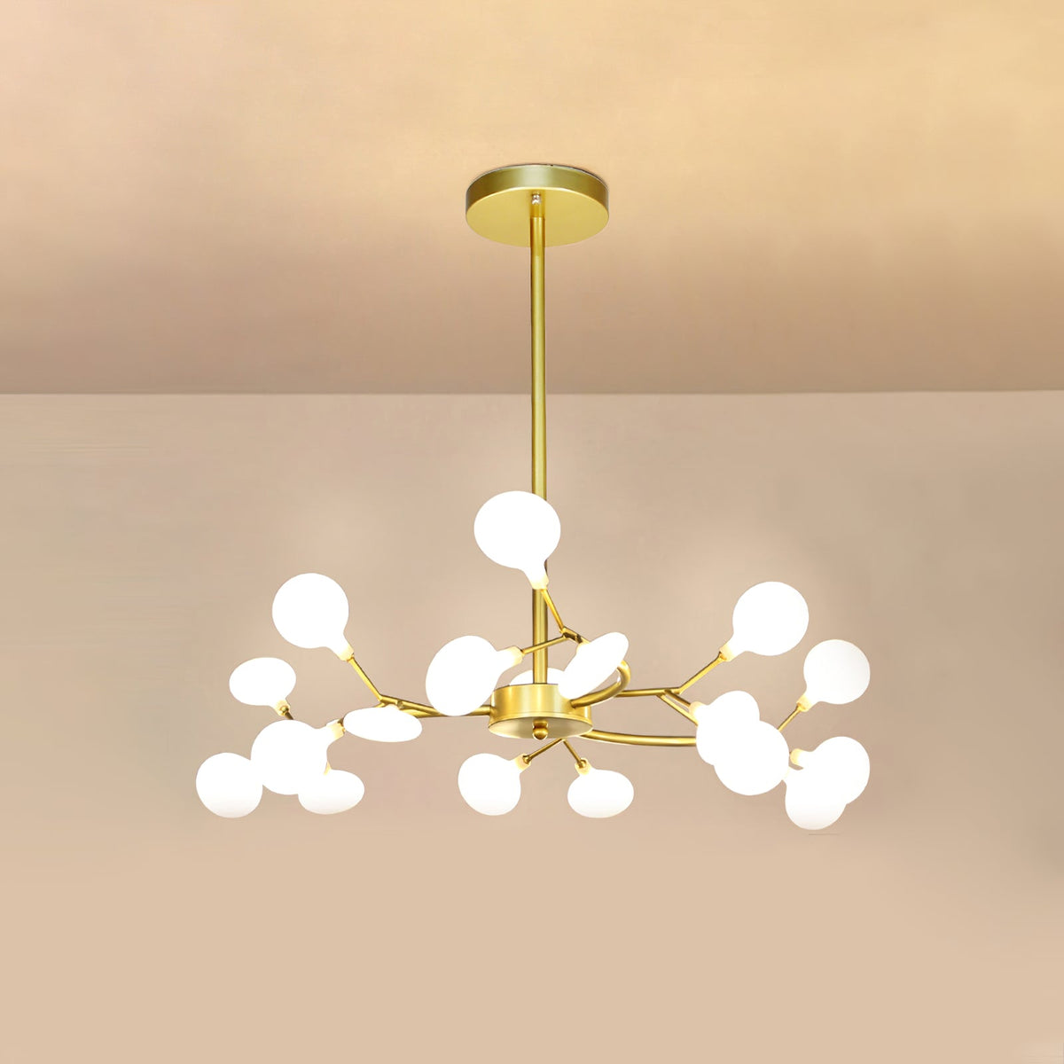 Lámpara de araña de ramas acrílicas con luces LED ajustables para comedor y entrada - de 30 a 63 ramas de luz - Regulable, acabado en metal dorado o negro