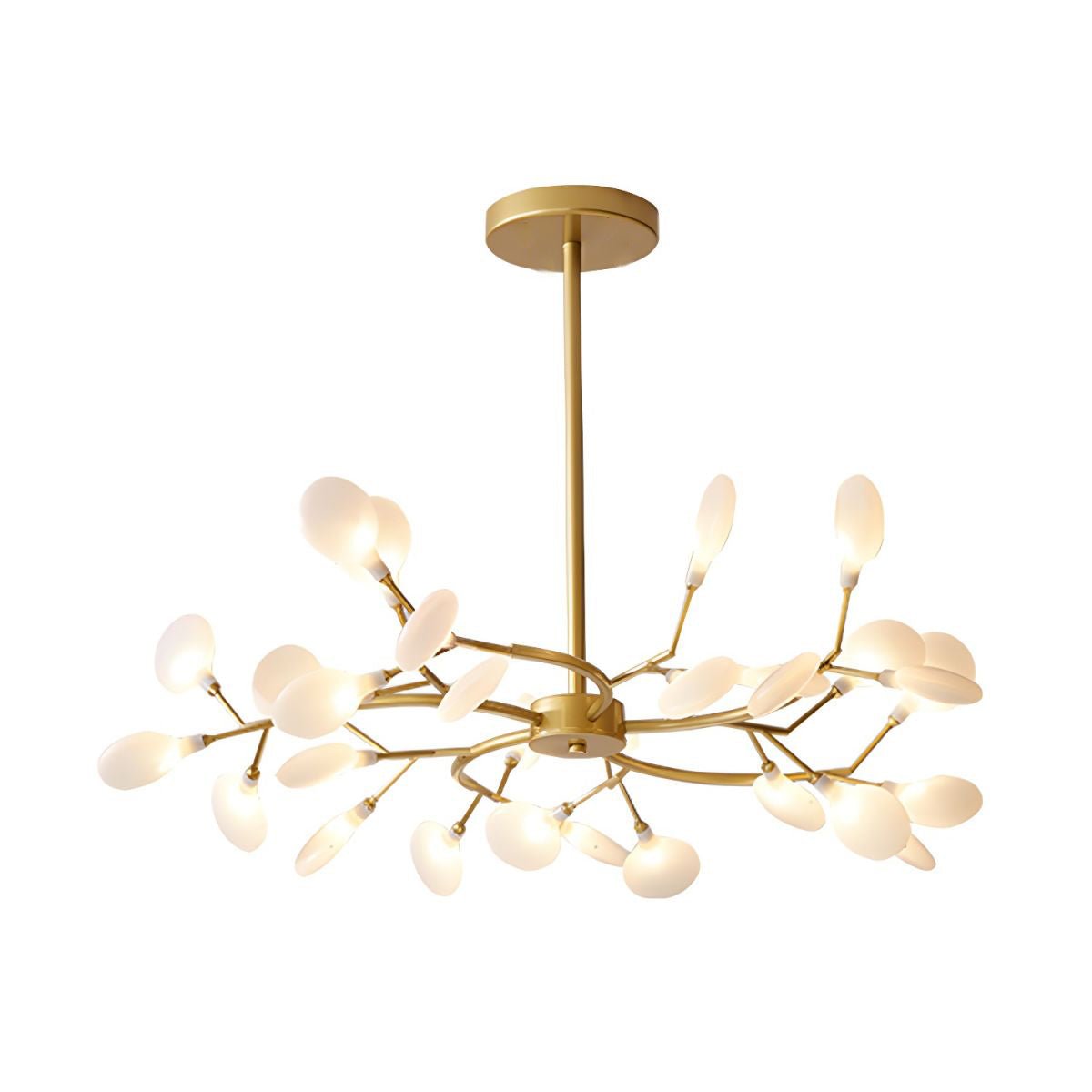 Lámpara de araña de ramas acrílicas con luces LED ajustables para comedor y entrada - de 30 a 63 ramas de luz - Regulable, acabado en metal dorado o negro