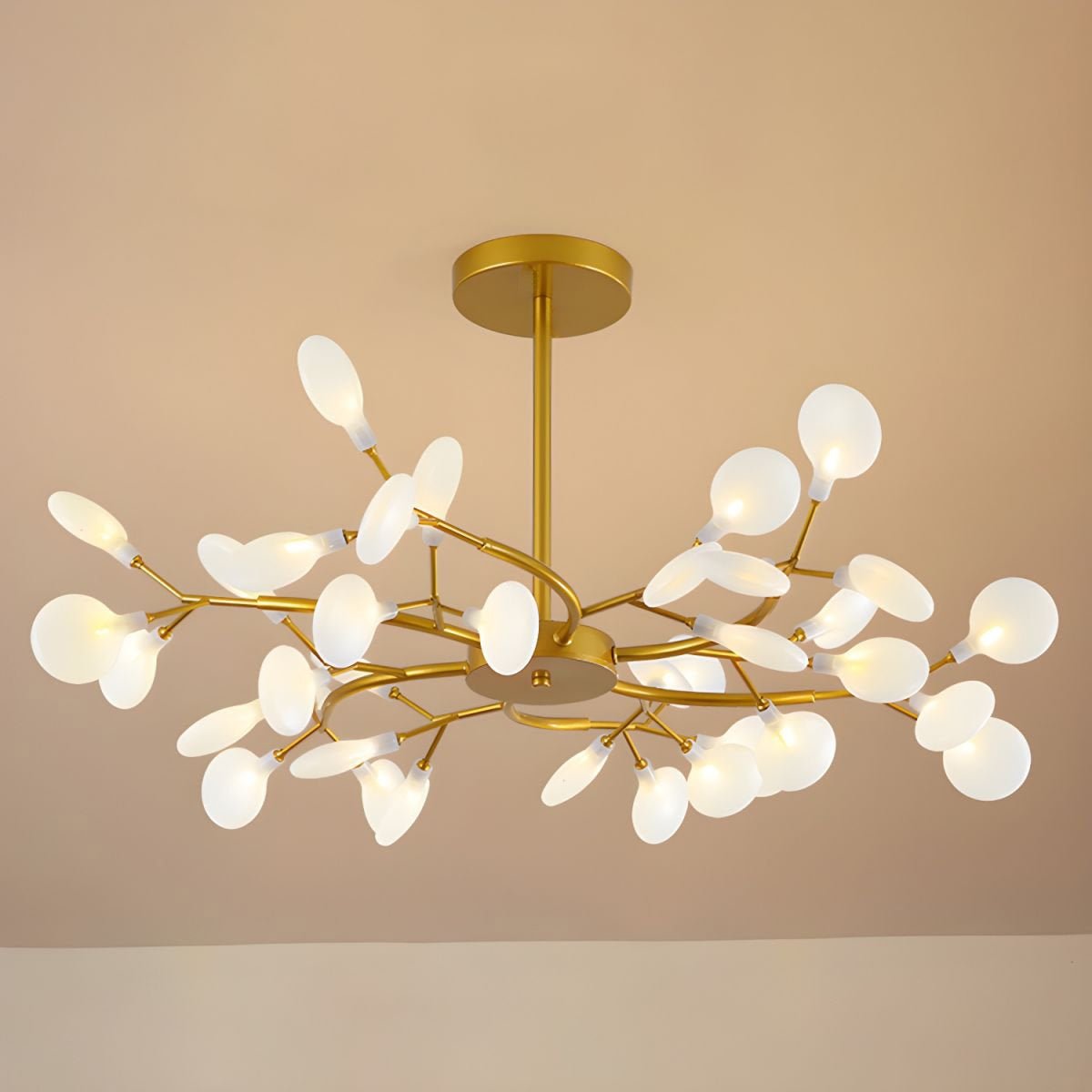 Lámpara de araña de ramas acrílicas con luces LED ajustables para comedor y entrada - de 30 a 63 ramas de luz - Regulable, acabado en metal dorado o negro
