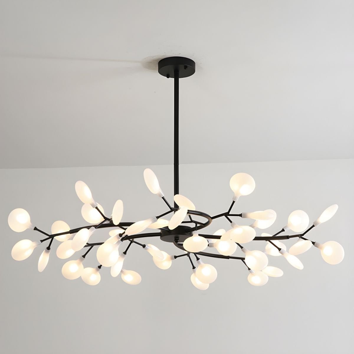 Lámpara de araña de ramas acrílicas con luces LED ajustables para comedor y entrada - de 30 a 63 ramas de luz - Regulable, acabado en metal dorado o negro