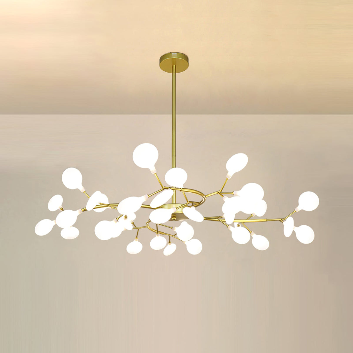 Lámpara de araña de ramas acrílicas con luces LED ajustables para comedor y entrada - de 30 a 63 ramas de luz - Regulable, acabado en metal dorado o negro