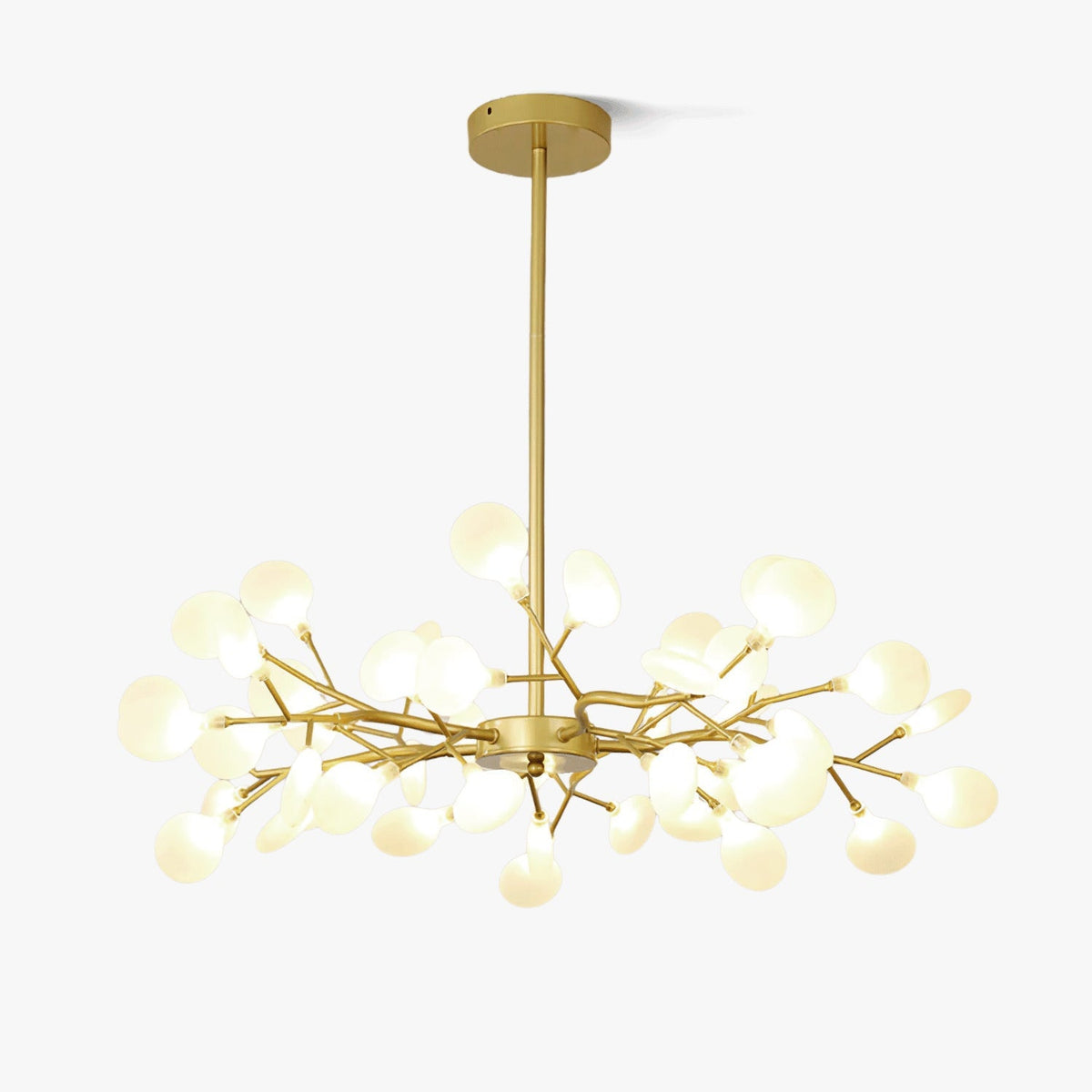 Lámpara de araña de ramas acrílicas con luces LED ajustables para comedor y entrada - de 30 a 63 ramas de luz - Regulable, acabado en metal dorado o negro