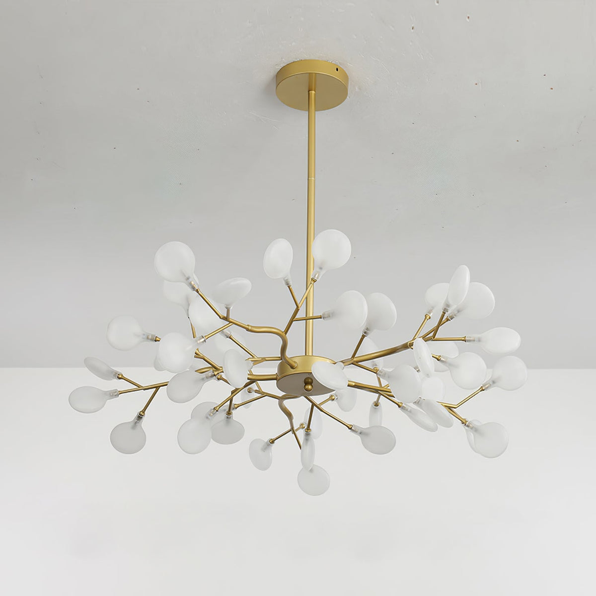 Lámpara de araña de ramas acrílicas con luces LED ajustables para comedor y entrada - de 30 a 63 ramas de luz - Regulable, acabado en metal dorado o negro