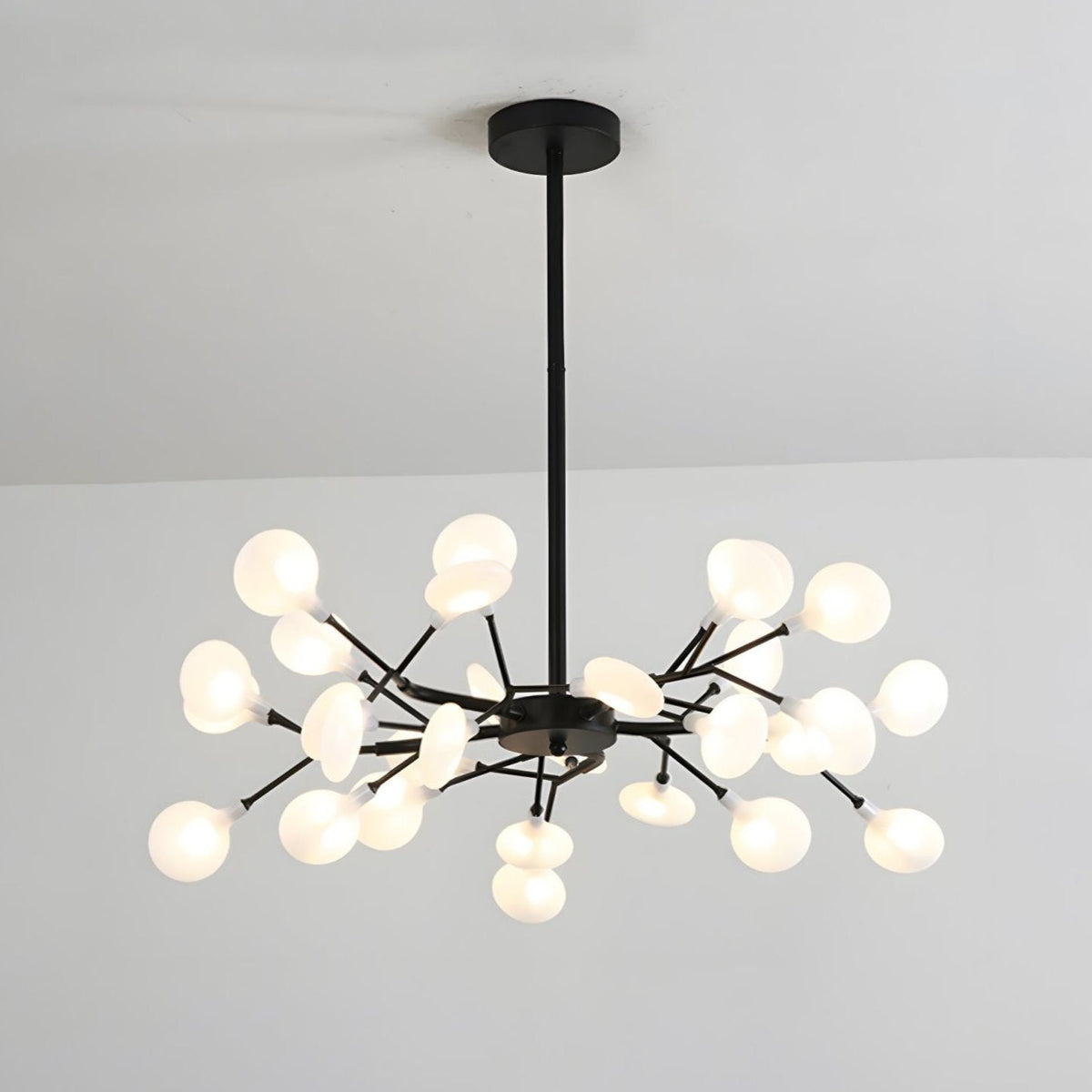 Lámpara de araña de ramas acrílicas con luces LED ajustables para comedor y entrada - de 30 a 63 ramas de luz - Regulable, acabado en metal dorado o negro