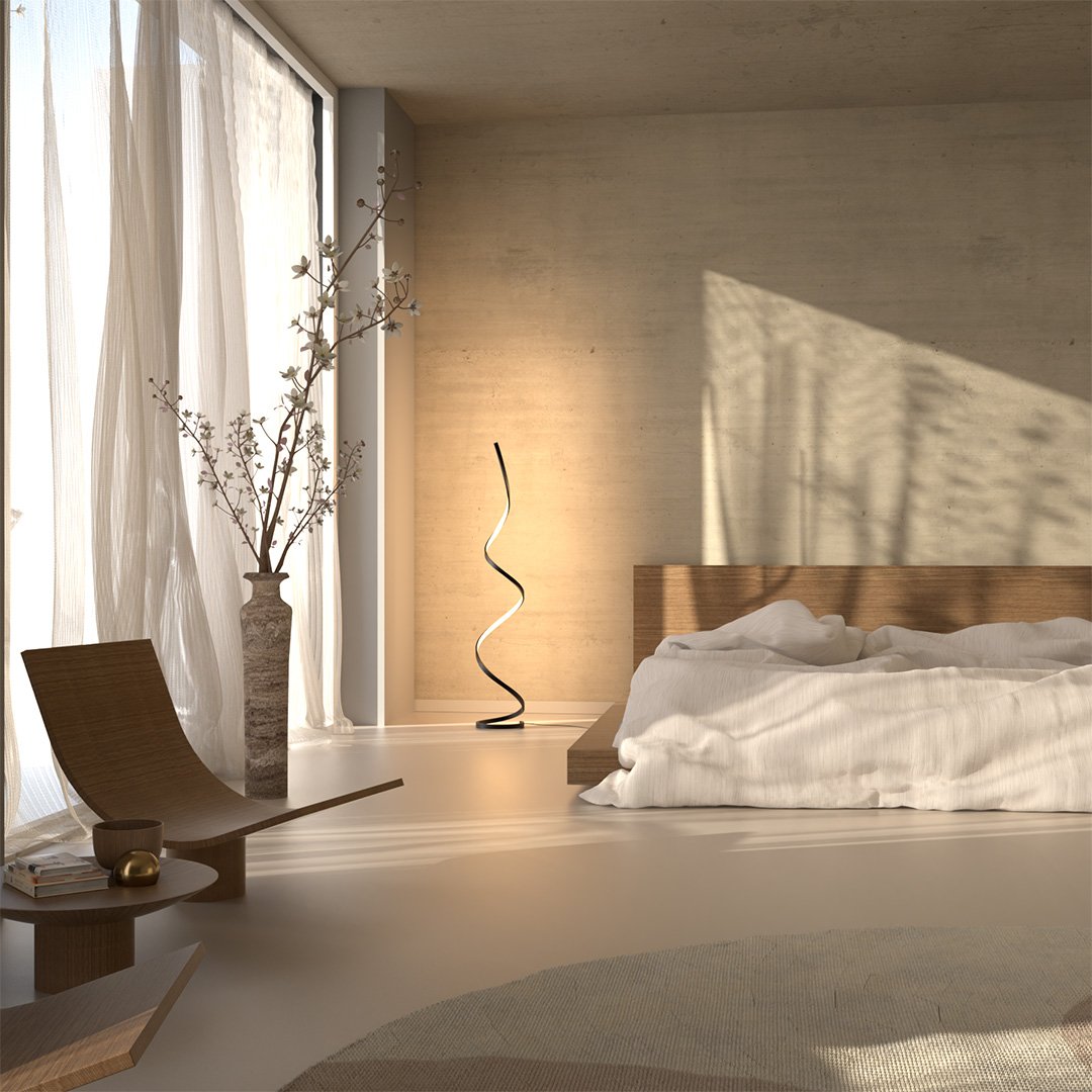 Sculptural Spiral LED Standing Lamp 52 inches Adjustable Brightness Aluminum Contemporary Living Room Bedroom Home Office Remote Dimmable | Thomler