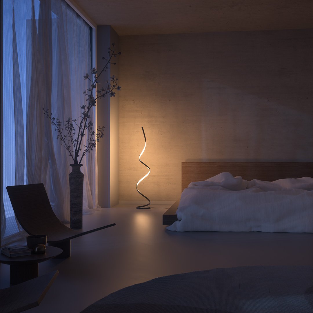 Sculptural Spiral LED Standing Lamp 52 inches Adjustable Brightness Aluminum Contemporary Living Room Bedroom Home Office Remote Dimmable | Thomler