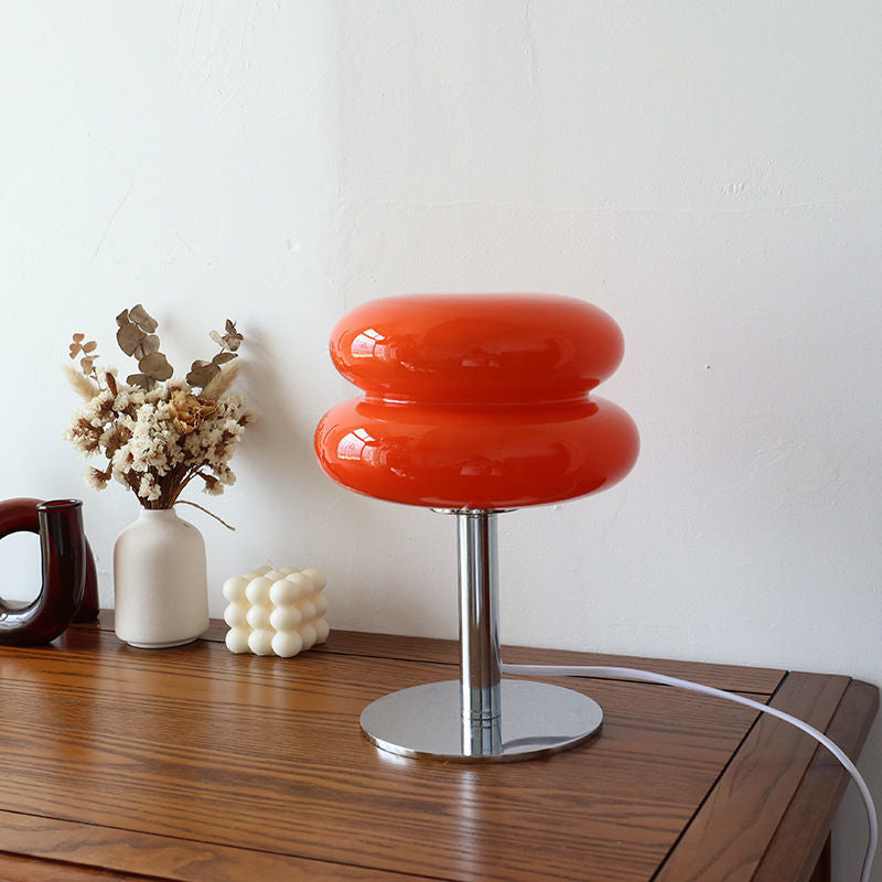 Lámpara de acento LED de vidrio escultural con regulador giratorio para mesa de noche, escritorio, aparador – Estructura de hierro y vidrio para dormitorio y sala de estar | Thomler