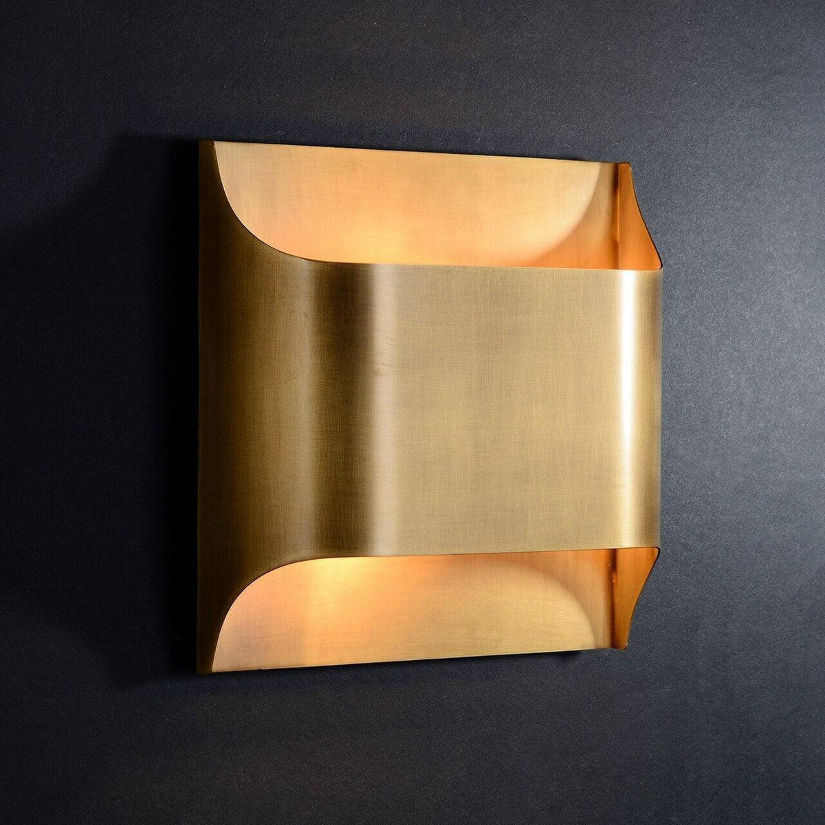 Mid-Century Brass Sconce G9 Socket Indoor Ambient Fixture 10 in Square for Bedroom Hallway Living Room Accent Lighting Warm Glow | Thomler
