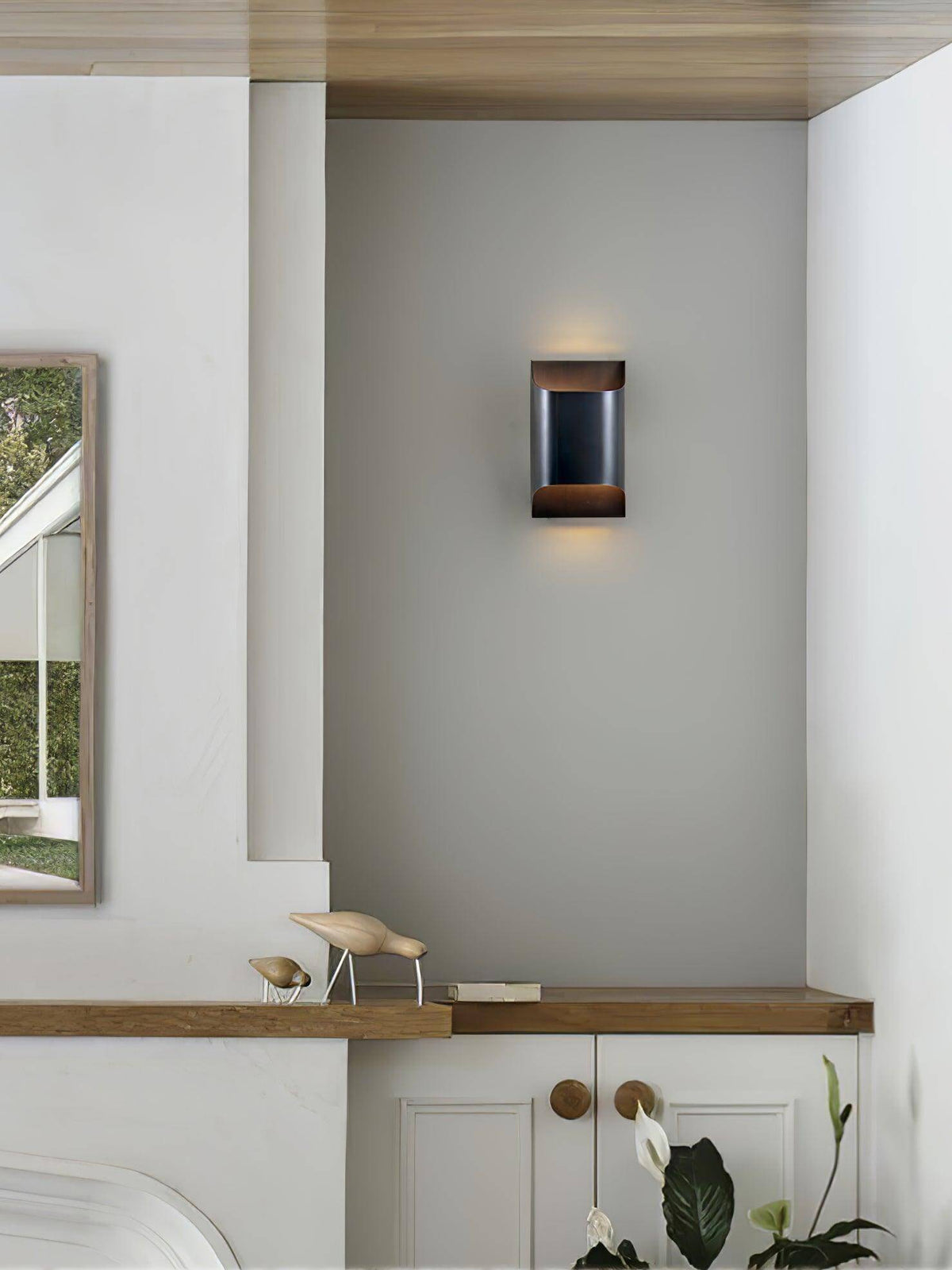 Mid-Century Brass Sconce G9 Socket Indoor Ambient Fixture 10 in Square for Bedroom Hallway Living Room Accent Lighting Warm Glow | Thomler