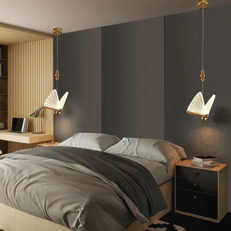 LED Ceiling Fixture Glass Wing Shade Adjustable Cord Bedroom Accent Lamp Multi-Color Lighting for Dining Rooms Kids Rooms Reading Nooks | Thomler