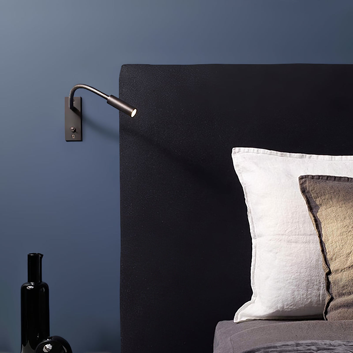 Flexible Gooseneck LED Reading Sconce 14 in Aluminum Indoor Wall Light for Bedroom Hallway Study Modern Task Lighting Push Button Switch | Thomler