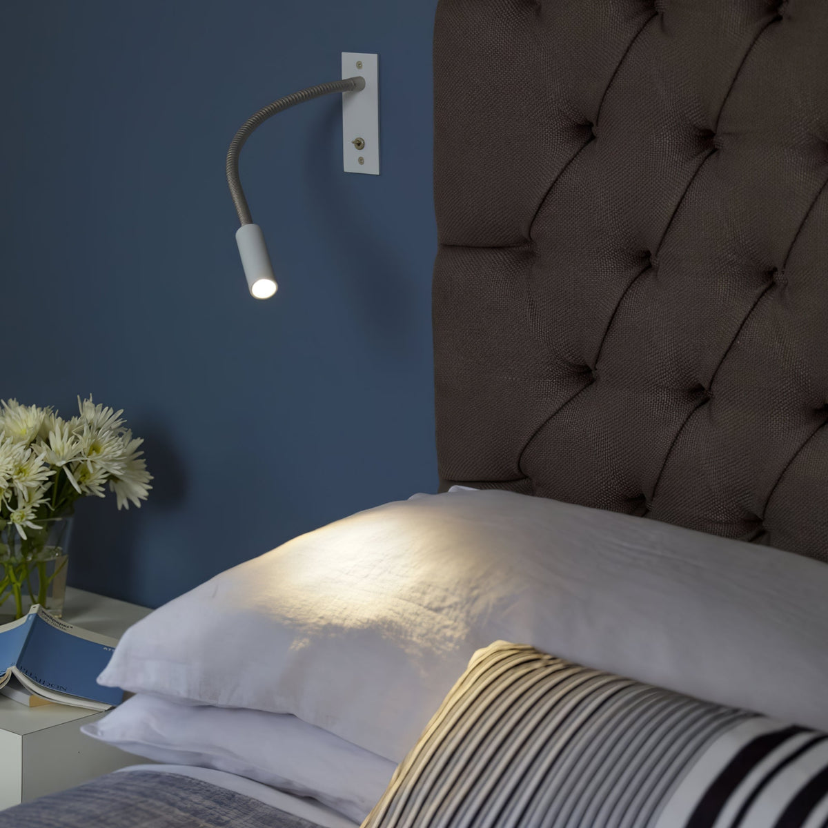 Flexible Gooseneck LED Reading Sconce 14 in Aluminum Indoor Wall Light for Bedroom Hallway Study Modern Task Lighting Push Button Switch | Thomler