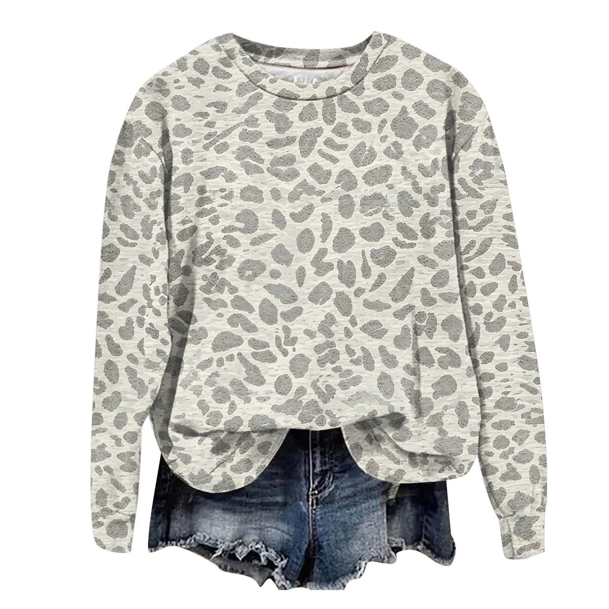 Oversized-Sweatshirt mit Leopardenmuster, Rundhalsausschnitt und langen Ärmeln