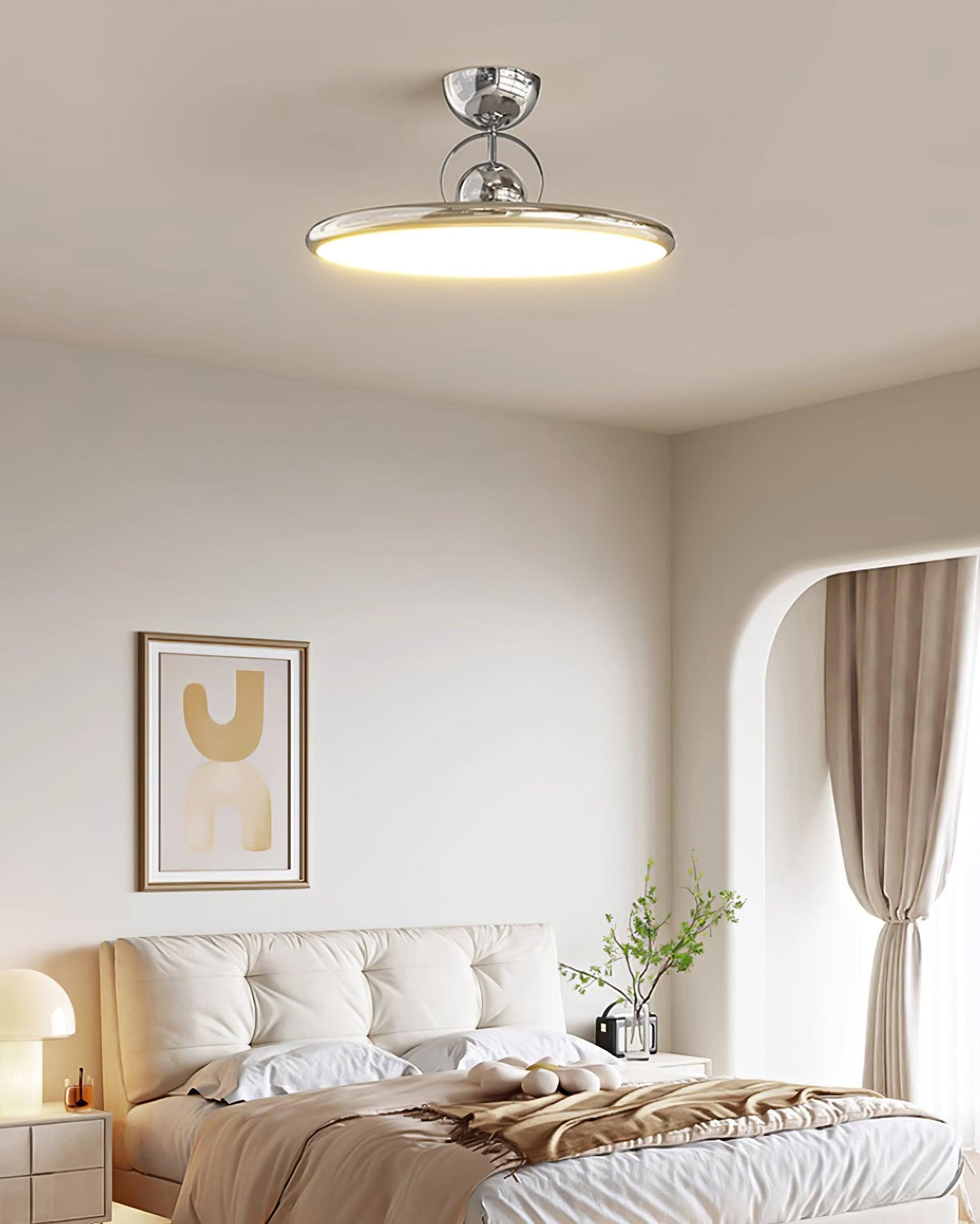 Flush Mount LED Overhead Light for Kitchen, Dining Room & Hallway – Metal Fixture in Chrome, Green or Beige Finish – 16-20 in Dimmable Ambie | Thomler