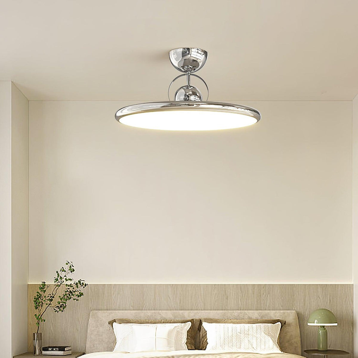 Flush Mount LED Overhead Light for Kitchen, Dining Room & Hallway – Metal Fixture in Chrome, Green or Beige Finish – 16-20 in Dimmable Ambie | Thomler