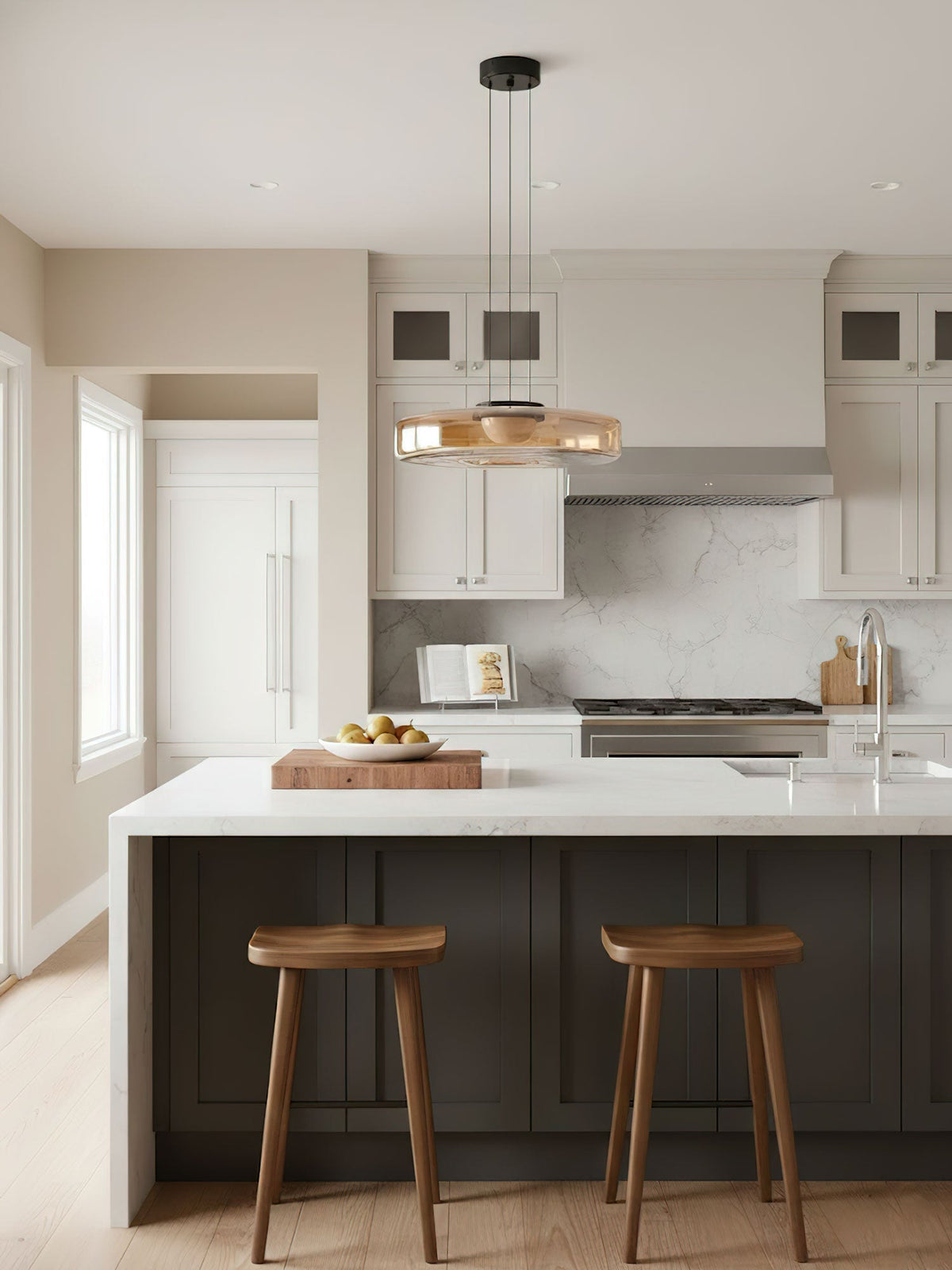Gelaagde glazen hanglamp LED plafondverlichting met meerdere niveaus voor kookeiland eetkamer moderne getrapte kroonluchter in hoogte verstelbaar | Thomler