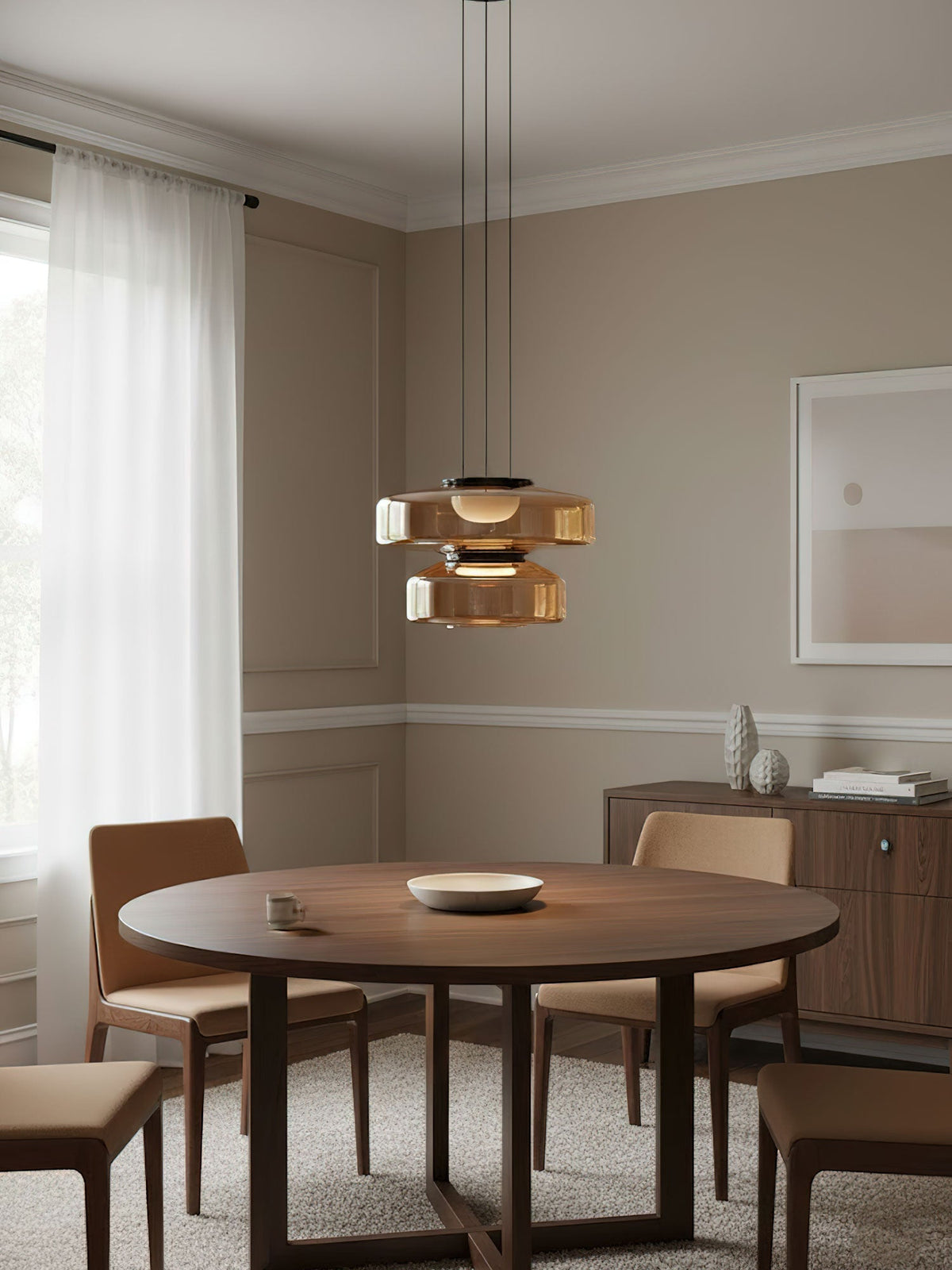 Gelaagde glazen hanglamp LED plafondverlichting met meerdere niveaus voor kookeiland eetkamer moderne getrapte kroonluchter in hoogte verstelbaar | Thomler