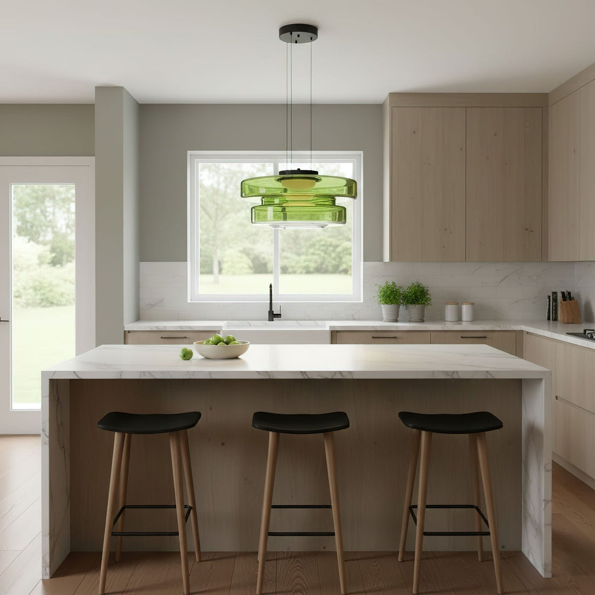 Gelaagde glazen hanglamp LED plafondverlichting met meerdere niveaus voor kookeiland eetkamer moderne getrapte kroonluchter in hoogte verstelbaar | Thomler