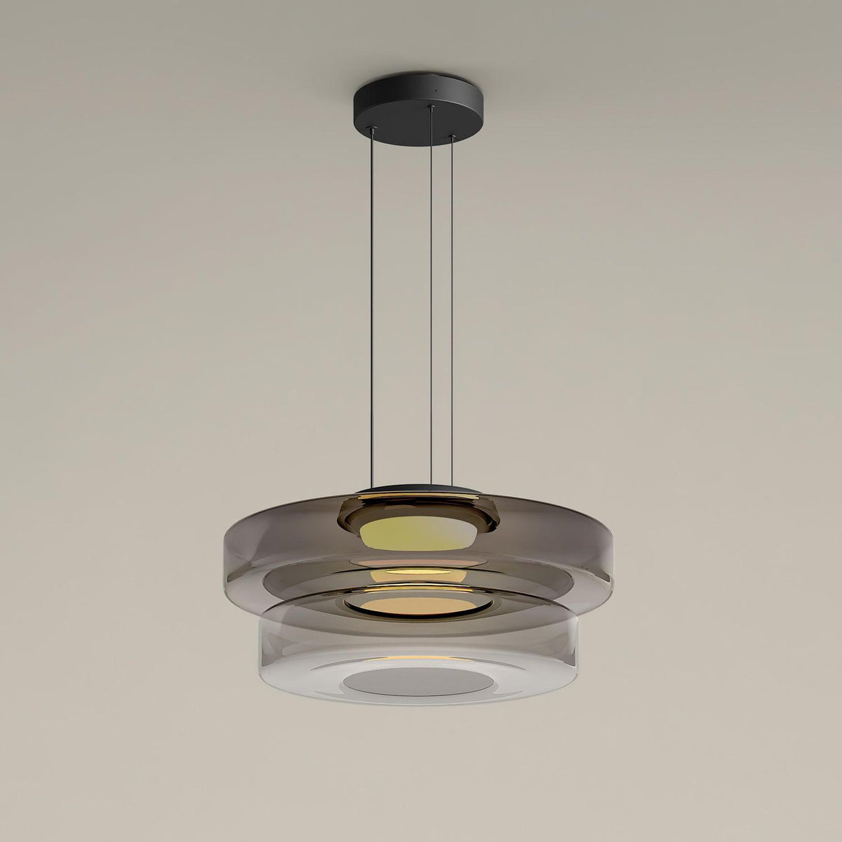 Gelaagde glazen hanglamp LED plafondverlichting met meerdere niveaus voor kookeiland eetkamer moderne getrapte kroonluchter in hoogte verstelbaar | Thomler