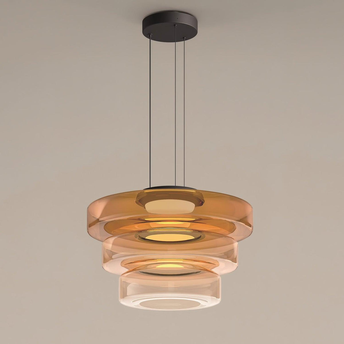 Gelaagde glazen hanglamp LED plafondverlichting met meerdere niveaus voor kookeiland eetkamer moderne getrapte kroonluchter in hoogte verstelbaar | Thomler