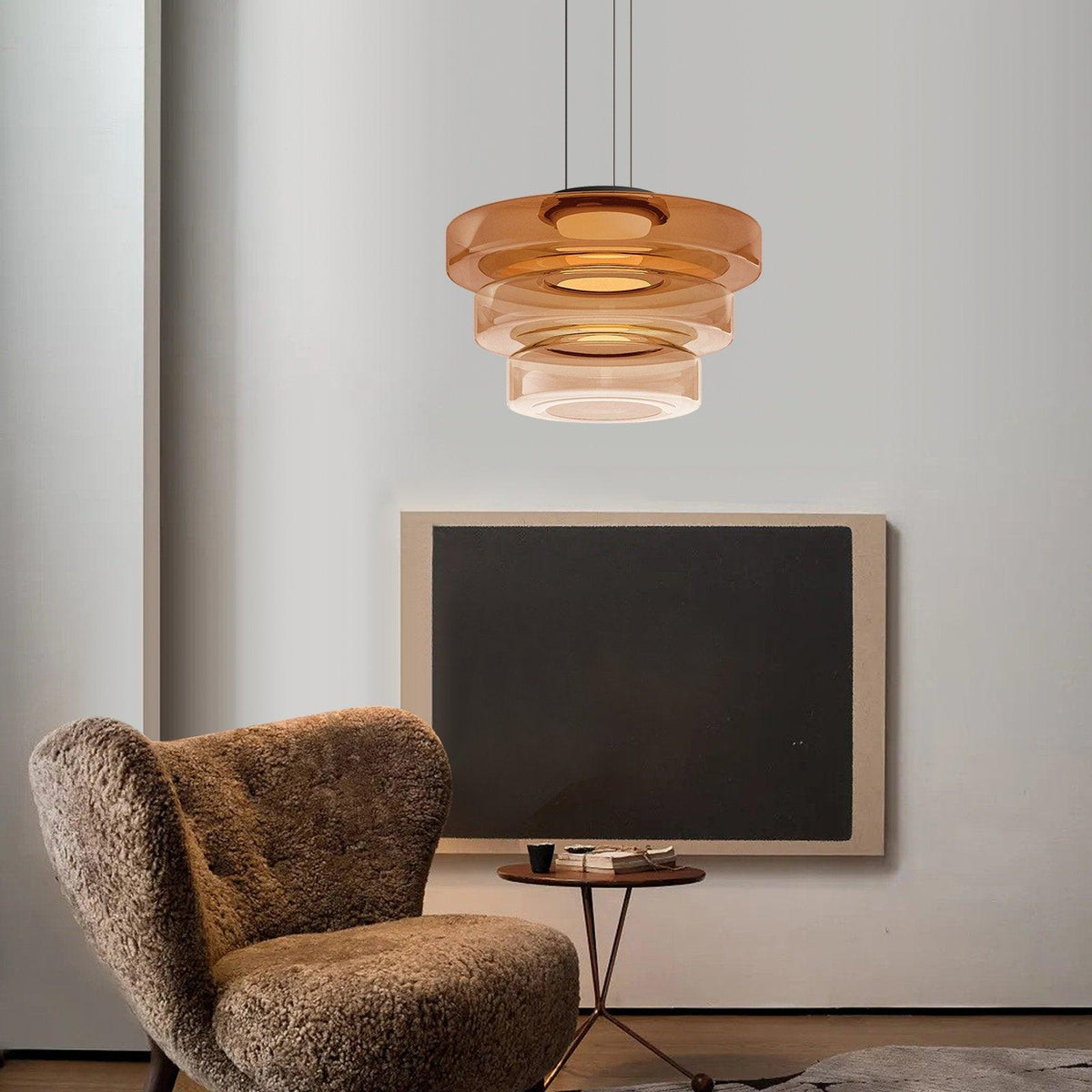 Gelaagde glazen hanglamp LED plafondverlichting met meerdere niveaus voor kookeiland eetkamer moderne getrapte kroonluchter in hoogte verstelbaar | Thomler