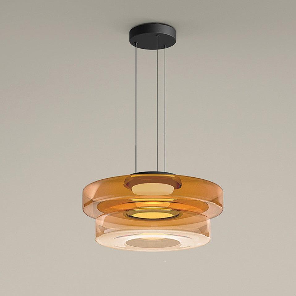Gelaagde glazen hanglamp LED plafondverlichting met meerdere niveaus voor kookeiland eetkamer moderne getrapte kroonluchter in hoogte verstelbaar | Thomler